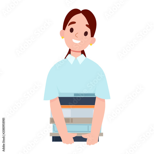 Woman Holding a Stack of Books, Book Club, Book Lover and Reading