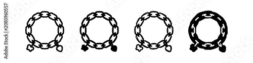 Konstfotografi Set of four hand-drawn charm bracelet icons featuring heart and butterfly pendants