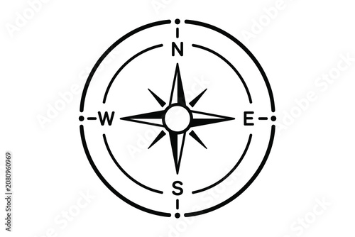 Canvas Print Classic black and white compass rose navigation icon