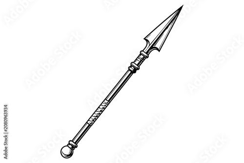 Antique spear with ornate design illustration