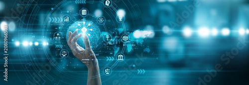Foto Trader hand hold open DECENTRALIZED FINANCE icon trading global crypto liquidity banking protocols