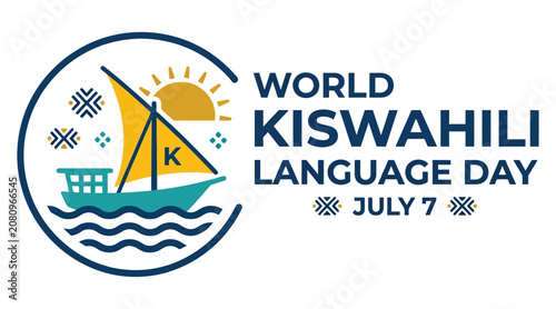 Konstfotografi Sailboat And Sun Illustration For World Kiswahili Language Day