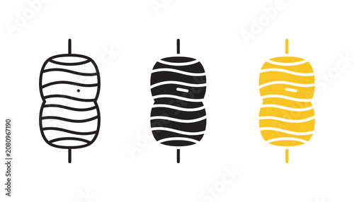 Photos Abstract spherical object with horizontal stripes and vertical axis line represe