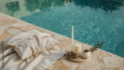 Relaxing by the Poolside With Soft Fabric and Simple Decor for a Casual Evening