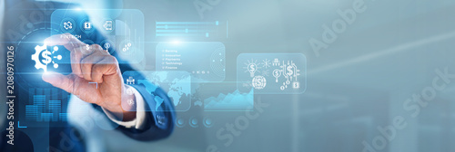 Tableau sur toile Banking pro hand-holds Fintech apps through network gateways for secure mobile transactions