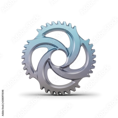 3D metallic gear icon representing industrial engineering and mechanical technology