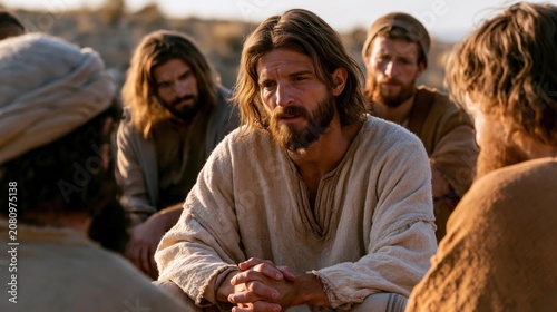 Jesus talking to his disciples	

