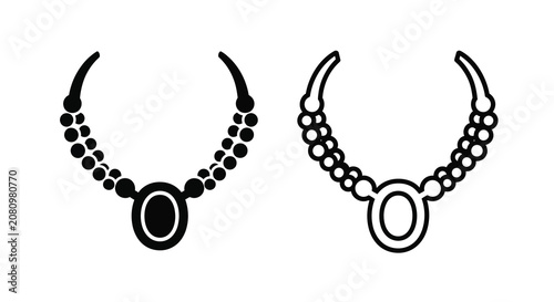 Bild auf Leinwand Beaded Necklace Silhouettes Minimalist Black And White Vector Illustration Silho