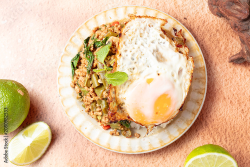 Thai Basil Stir Fry with Fried Egg and Rice