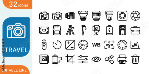 Slika na platnu A collection of modern flat design travel icons isolated on white background