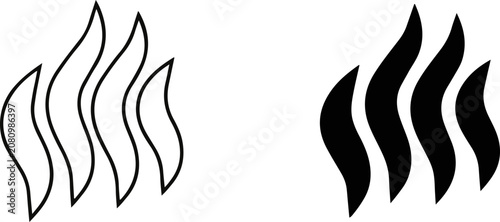 Minimalist wave pattern icons representing sound heat or motion flow with abstract vibration movement communication minimalism monochrome