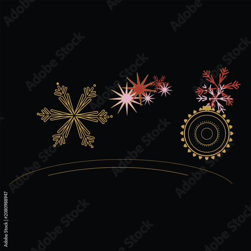 Festive Decorative Sparkle Elements Collection with Fireworks Snowflake and Celebration Ornaments