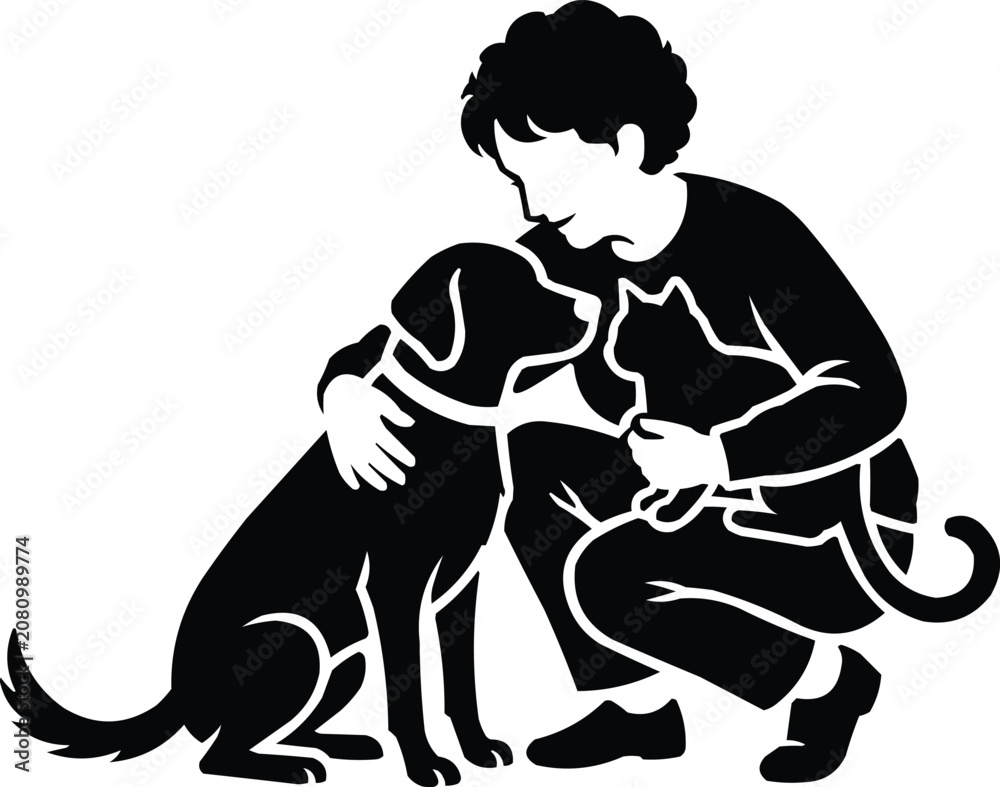 Fototapeta premium Embracing Love A Silhouette of Companionship