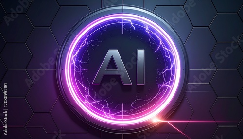 Neon Emblem of Artificial Intelligence