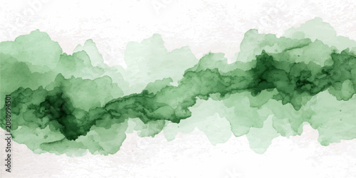 Abstract green watercolor grunge background with soft clouds, sky textures, mist, and vintage paper texture, artistic nature design with light and smoke tones