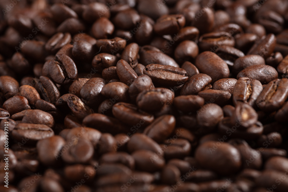 Obraz premium Roasted Coffee Beans Background Close Up