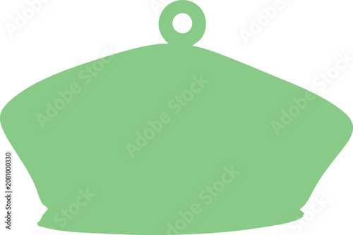 Bild auf Leinwand Flat light green beret silhouette on a white background headwear