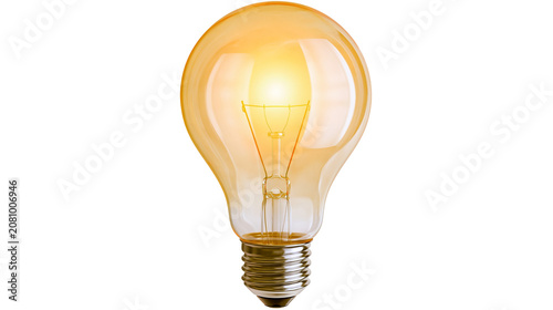 Bild auf Leinwand Glowing incandescent light bulb with tungsten filament, isolated on transparent