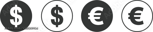 Foto Dollar, and euro symbols, financial exchange icons, global business transactions