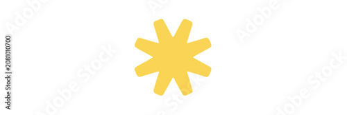 Foto Yellow eight-pointed starburst shape on a plain white background