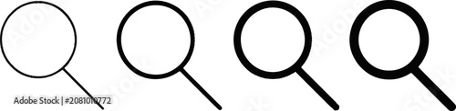 Fotografie Set of four magnifying glass search icons with varying stroke thickness magnifyi