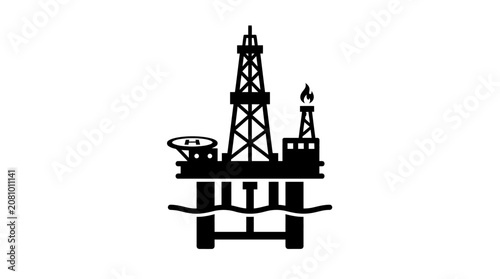 Fotografía Oil rig silhouette against a white background industrial structure illustration