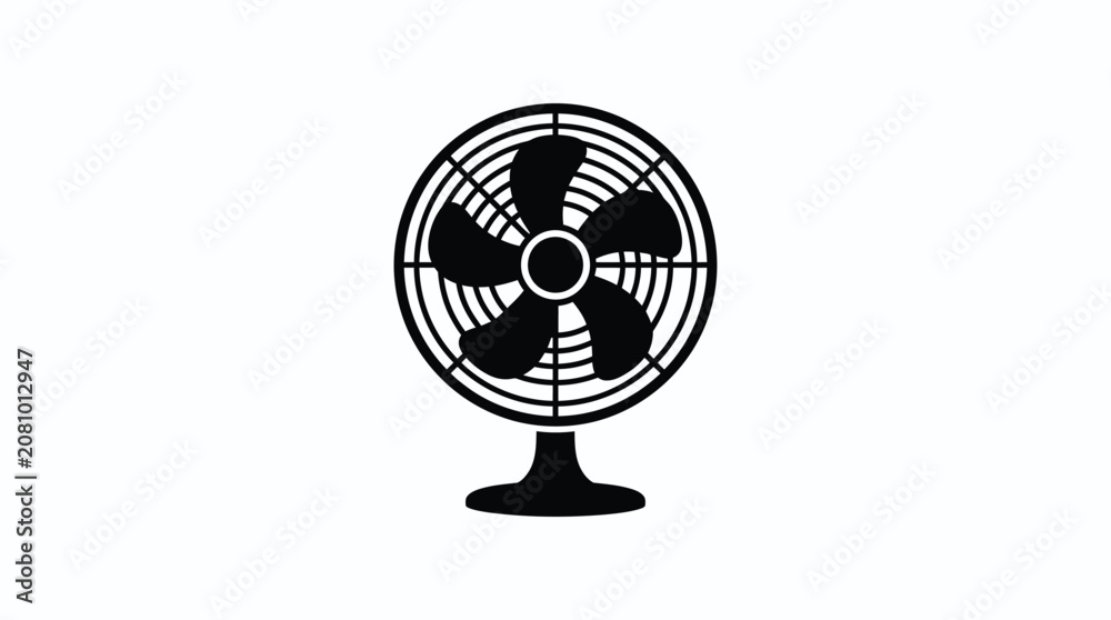 Obraz premium Electric fan silhouette on a white background