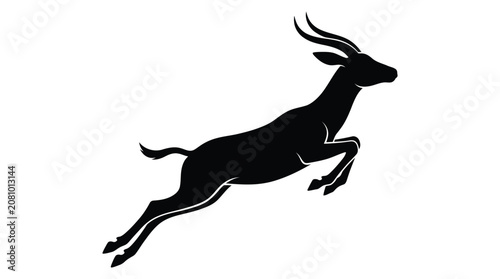 Leaping Impala Silhouette In Black And White Animal Form Silhouette