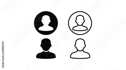 Human Head Silhouette Icon Set Black And White Outline Silhouette