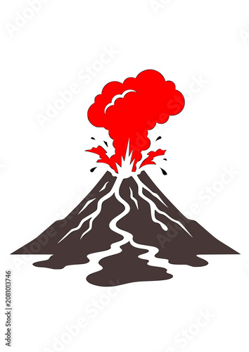 Canvas Print Volcano erupting silhouette