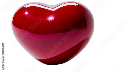 Quadro em tela Glossy red heart shape, isolated on transparent background