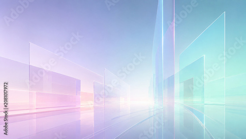 Architecture abstraite futuriste pastel bleu et rose