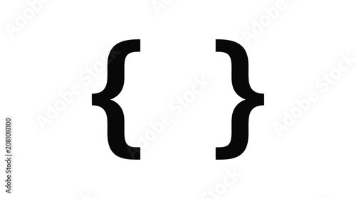 Foto Curly bracket pair silhouette against a white background