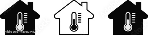 Foto House thermometer icon, smart home temperature control, climate monitoring syste