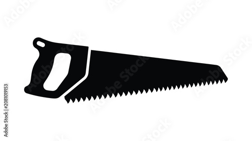 Canvastavla Hand saw silhouette on a white background