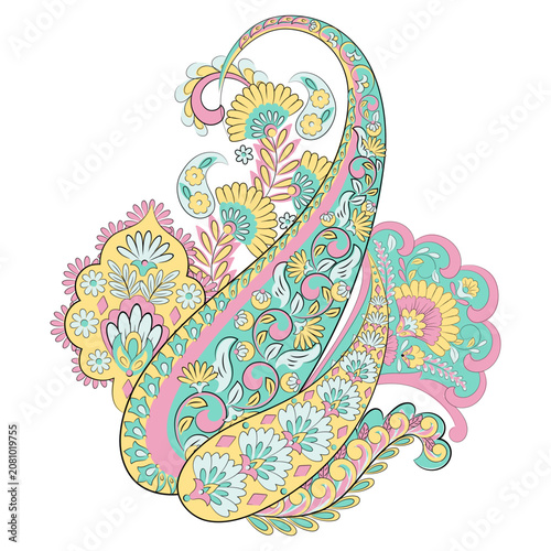 Paisley Floral oriental ethnic Pattern. Vector Damask Ornament