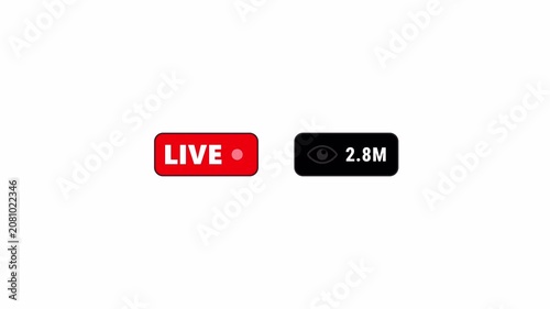 Live Streaming 5 Million Viewer Counter Animation on Transparent Background, Live Broadcast UI Motion Graphic, 4K 