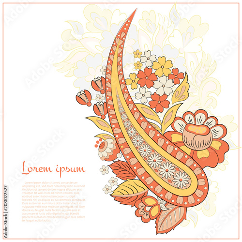 Paisley vector isolated pattern. Damask floral illustration in batik style