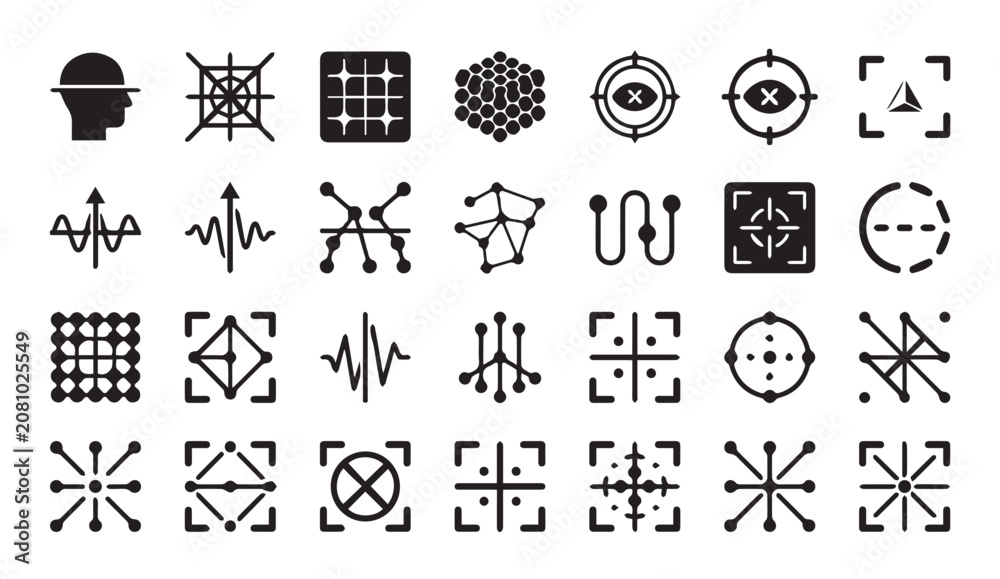 Fototapeta premium Abstract geometric patterns and digital target icons with geometric, abstract