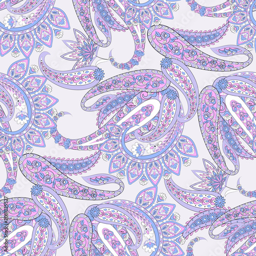 Vector seamless paisley pattern with decorative floral motifs. Ideal for textiles, wallpapers, gift wrapping, and stationery designs.