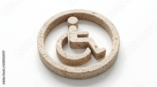 Recycled Material Wheelchair Symbol Icon on White Background