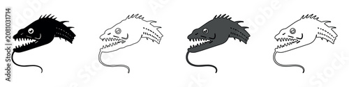 Foto Stylized illustration of a fearsome dragonfish head with sharp teeth and a lure