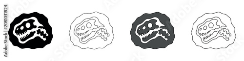 Fotografie Set of four stylized dinosaur fossil icons in black and white and grayscale
