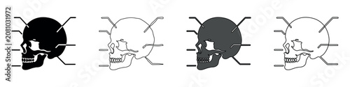 Tableau sur toile Set of four skull diagrams with labels for anatomical study