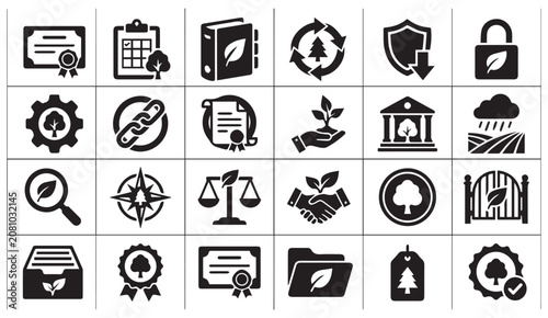 Принти на полотні Set of environmental and green energy conservation icons with environment