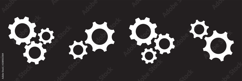 Fototapeta premium Settings gears icon logo. Gears icon set. Setting gears icon. Cogwheel group. Gear design collection. Gear wheel icon. Mechanism gears icon. Cogwheel and settings symbol.