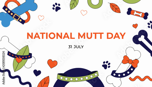 Fotografía National mutt day celebration poster with colorful dog bone graphics