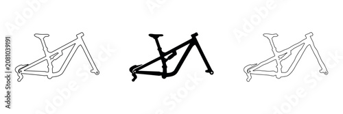 Valokuva Set of three bicycle frame outlines, one solid black and two line art