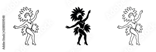 Canvastavla Carnival dancer silhouette in festive costume with feathers and headdress