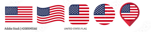 Konstfotografi United States flag icon set on transparent background